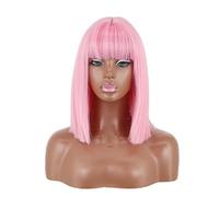 Cosplay Parrucche Parrucca Rosa Con Frangia Parrucche Caschetto Dritte Per Donna Parrucche Colorate Parrucca Caschetto Rosa Corta Parrucca Quotidiana
