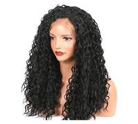 Cosplay Parrucche Parrucca sostitutiva dei capelli , Parrucca con frangia Parrucca da donna Copricapo in pizzo a T in fibra chimica Parrucca Quotidiana (Color : Black, Size : 24in)