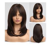 Cosplay Parrucche Parrucche Corte Castano Scuro Parrucche Lunghe Fino Alle Spalle Per Donna Parrucca Sintetica Resistente Al Calore Parrucca Quotidiana