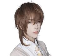 Cosplay Parrucche Parrucche Da Uomo Marrone A Strati Corti Naturali Ondulati Parrucca for Feste Di Cosplay Capelli Sintetici Resistenti Al Calore Dall'aspetto Naturale Parrucca Quotidiana