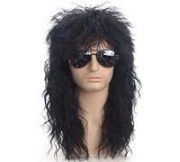 Cosplay Parrucche Parrucche Da Uomo Parrucca Nera Lunga Riccia Anni '80 Costumi Di Halloween Parrucca Per Capelli Da Festa Per Ragazzi Maschi Parrucca Quotidiana