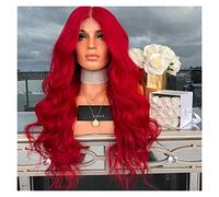 Cosplay Parrucche Parrucche Frontali In Pizzo Rosso Caldo Per Le Donne , Parrucche Sintetiche Ondulate Rosse Lunghe Per La Festa Drag Queen Parrucca Quotidiana