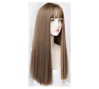 Cosplay Parrucche Parrucche Lunghe Castano Chiaro Per Donna, Parrucche Sintetiche Castano Chiaro Con Frangia Per Feste Cosplay Parrucca Quotidiana