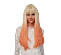Cosplay Parrucche Parrucche Sfumate Arancioni Da Donna Parrucche Per Capelli Lisci Parrucche In Fibra Resistente Al Calore Con Scoppi D'aria Parrucca Quotidiana