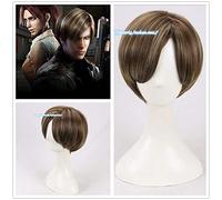Cosplay Stars Procione Polizia Dep Leon Scott Kennedy Parrucca Capelli Corti Castani Giochi Di Ruolo Parrucca + Protezione Parrucca