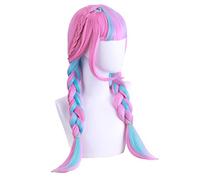 Cosplay Wig For Anime Hololive Minato Aqua Wig Mixed Blue Pink Braids Double tail Long hair Cute Girl Halloween Cosplay Wig