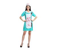 Cosplay Woman, Zombie Nurse Dress, Blood Splatter Piece Set Green White, Scary Cosplay Outfit, for Teens Boys Girls Men Women, Street Performances, Events, Tournament, and Party Use