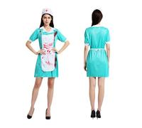 Cosplay Woman, Zombie Nurse Dress, Blood Splatter Piece Set Green White, Scary Cosplay Outfit, for Teens Boys Girls Men Women, Street Performances, Events, Tournament, and Party Use