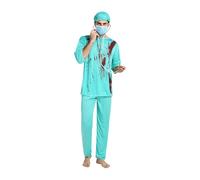 Cosplay Woman, Zombie Nurse Dress, Blood Splatter Piece Set Green White, Scary Cosplay Outfit, for Teens Boys Girls Men Women, Street Performances, Events, Tournament, and Party Use