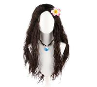 COSPLAZA Ocean Princess Vaiana Parrucca riccia lunga e ondulata Oceania parrucca castano scuro crespa per donne costume da cosplay parrucche di Halloween