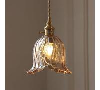 COSRUB Lampada a Sospensione Vetro Retro, Luce Pendente Fiore Caffe