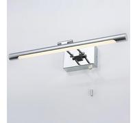 COSRUB Lampada Specchio Design Moderno, Applique Bagno LED Cromata Barra Lineare con Interruttore a Catena Regolabile Luce per Specchio per Trucco Rasatura(White,60cm/23.62in)