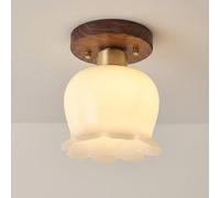 COSRUB Plafoniera Fiore Nordica Lampada da Soffitto Crema Resina Corridoio