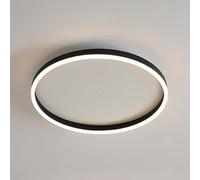 COSRUB Plafoniera LED Anello Moderna Ultra Sottile, Lampada da Soffitto Minimalista Ferro Halo Luce a Soffitto per Camera Sala da Pranzo(Black(6000K),50cm/19.68in)