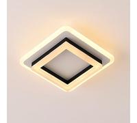 COSRUB Plafoniera LED Moderna Compatta, Lampada da Soffitto Geometrica Doppio Anello Acrilico Nero Bianco Luce a Soffitto Design Minimalista per Corridoio Ingresso(Square,3000K)