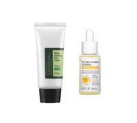 COSRX - Aloe Soothing Sun Cream SPF50+ PA+++ - 50ml + APLB - Retinol Vitamin C Vitamin E Ampoule Serum - 40ml Set