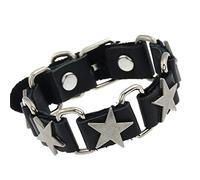 COSSIKA Bracciale alla moda Bracciale in pelle retrò punk con stella Bracciale in pelle marrone Sport casual unisex con bottone a pressione regalo gioielli unisex, Come mostrato nella figura