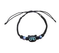 COSSIKA Bracciale di Moda Braccialetti di Perline Gatto Carino Bracciale di Gatto di Cristallo Gioielli di Moda Bracciale di Corda Intrecciata Gioielli alla Moda Ragazza delle Donne