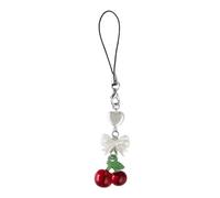COSSIKA Catena per Cordino Ciondolo per Telefono con Ciliegia Realizzato a Mano Ciondolo per Telefono Carino Ciondolo per Catena per Telefono con Frutta Tracolla Cordino per Zaino per Chiave della