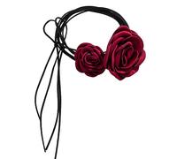 COSSIKA Collana Girocollo in Corda Regolabile Ciondolo Fiore Rosa Cravatte Catena Clavicola Gotica Floreale per Donne Ragazze