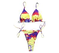 COSSIKA Set brasiliano da donna con perizoma tie-dye per costume da bagno con cravatta laterale Beachwe