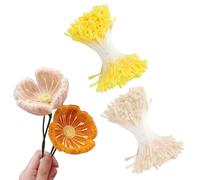Cosswe Stami di fiori artificiali, 640 PiecesFlowers Pipe Cleaners, Stami Double Headed (Yellow Beige), accessori per bouquet di nozze fai da te, stami fatti a mano