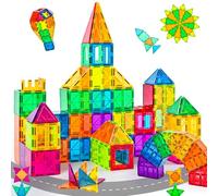 Cossy Costruzioni Magnetiche, 60 Pezzi di Blocchi Magnetici 3D per Bambini, Giocattoli da Costruzione con Magneti più Forti e Rivetti, Montessori Educativi Magnet Tile, Giochi Magnetici per Ragazzi 3+