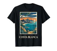 Costa Blanca Spagna Europa Mediterraneo Costa Retro Maglietta