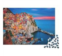 Costa Cinque Terre Puzzle 1000 Pezzi Carta per Adulti Tramonto Set Puzzle 1000 Pezzi Relax Arredo Casa Regalo 38x26cm/1000pcs