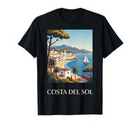 Costa del sol Spagna Costa Vintage Viaggio Retro Opera d'Arte Maglietta