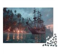 Costa nella giungla,Puzzle Per Adulti 1000pcs (75x50cm),Giochi Di Sfida Barca a vela