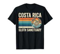 Costa Rica Sloth Sanctuary Retro Distressed Tramonto Maglietta