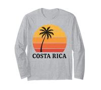 Costa Rica Tramonto Palma Vintage Retro Maglia a Manica