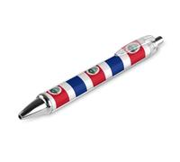 Costa1 Rica1 - Penna a sfera con stampa a forma di bandiera Rican1, retrattile, nera, con fusto rotondo, punta fine, 0,5 mm, 1/2/4 pezzi