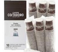 Costadoro Cento, 100 Capsule Compatibili con Nespresso®*, 100% Arabica , 10 Astucci da 10 Capsule Cad + 100 Bicchierini Compostabili, Gusto Dolce ed Equilibrato, Qualità Superiore Made in Italy