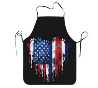 Costarica America Hearts Flag Donna Uomo Grembiuli da Chef Impermeabile Grembiuli da Barbecue Resistente Grembiule da Cucina per Bar BBQ Pittura