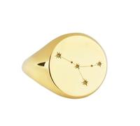 Costellazione del Cancro in argento sterling 925 | Anello placcato in oro | Anelli con sigillo rotondi da 14x14 mm | Misura della fascia US 5-12,5 Avelaibal | LKDR_0019