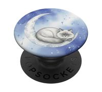 Costellazioni del cielo cosmico gatto luna addormentata PopSockets PopGrip Adesivo