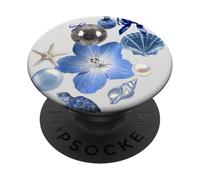 Costiera Blu Spiaggia Conchiglie Ibisco Discoteca Estate Preppy PopSockets PopGrip Adesivo
