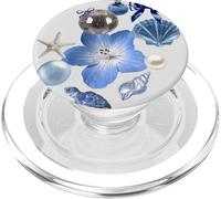 Costiera Blu Spiaggia Conchiglie Ibisco Discoteca Estate Preppy PopSockets PopGrip per MagSafe
