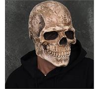 CosTribe - Maschera a forma di teschio con mascella in movimento, in lattice, con bocca mobile, per cosplay, feste, colore: grigio