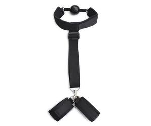 Costrittivio bondage polsiere collegate ad un morso a sfera donna