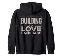 Costruire è Il Mio linguaggio d'Amore Divertente Operaio Edile Felpa con Cappuccio
