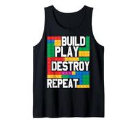 Costruisci Gioca Distruggi Ripeti Blocco Costruzione di Mattoni Builder Canotta