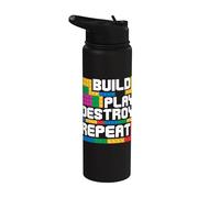 Costruisci Gioca Distruggi Ripeti Block Brick Master Builder Stainless Steel Insulated Water Bottle