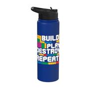 Costruisci Gioca Distruggi Ripeti Block Brick Master Builder Stainless Steel Insulated Water Bottle