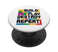 Costruisci Gioca Distruggi Ripeti Building Block Builder PopSockets PopGrip Adesivo
