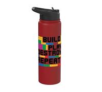 Costruisci Gioca Distruggi Ripeti Building Block Builder Stainless Steel Insulated Water Bottle