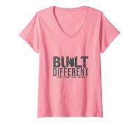 Costruito Diverso: Ho Quel Cane Dentro di Me Maglietta con Collo a V, Donna, Rosa, XXL