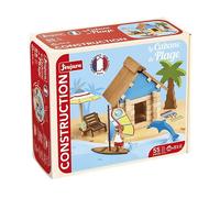 La Cabana da Spiaggia 55 Pezzi - Gioco di Costruzione in Legno Naturale, Tappeto e Accessori Inclusi, 22x18,5x8,5 cm - Nouvo